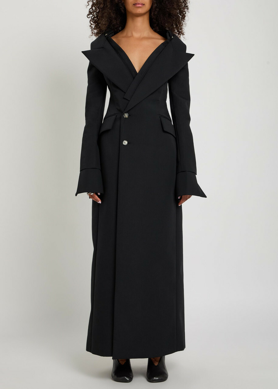 A.W.A.K.E Mode Off-the-shoulder Maxi Blazer Dress Black