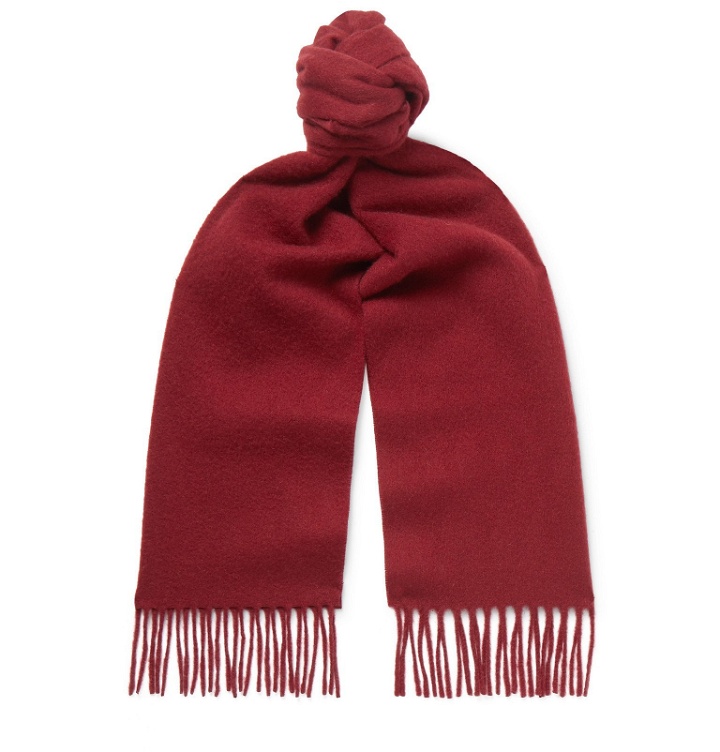 Photo: Anderson & Sheppard - Fringed Cashmere Scarf - Red