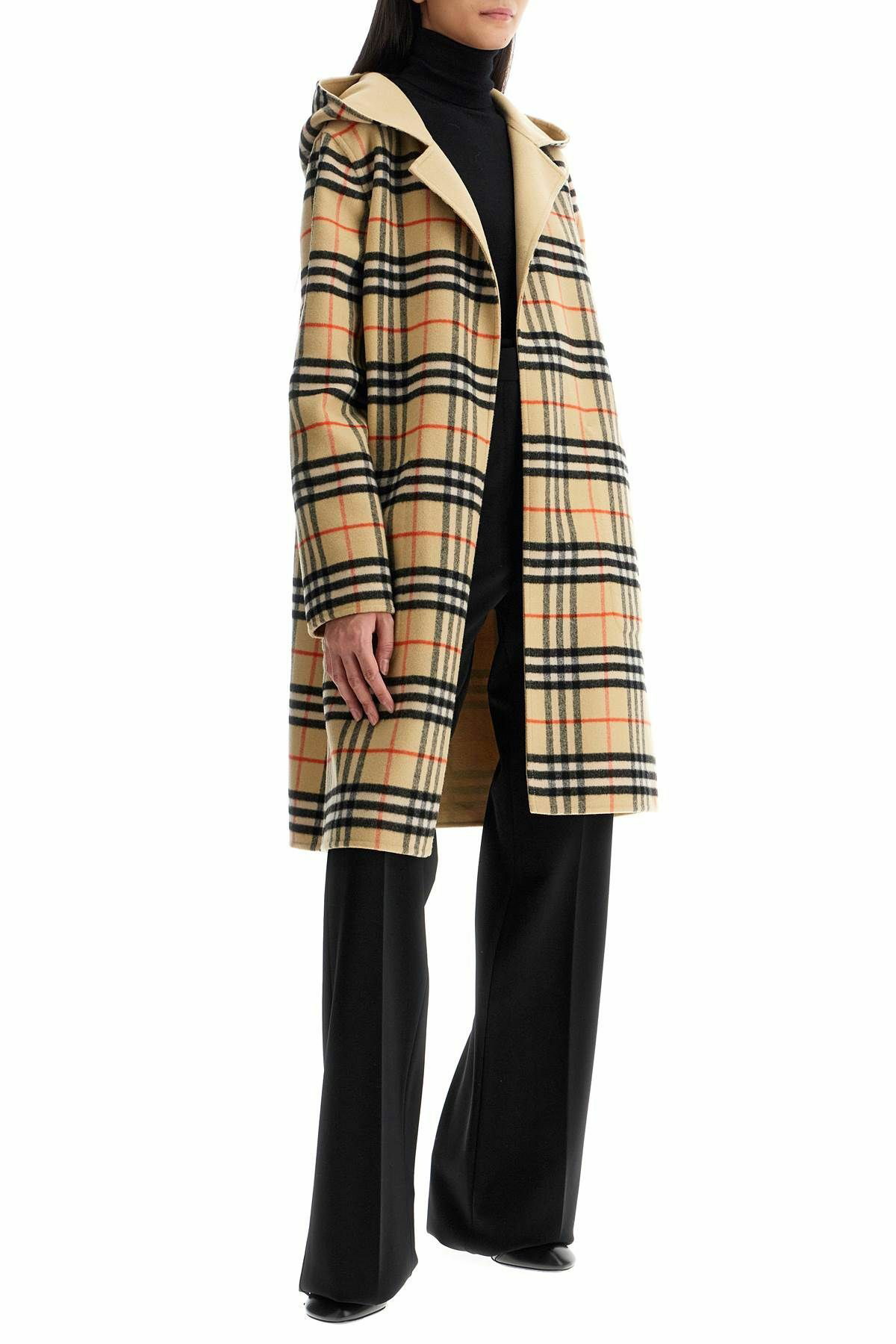 BURBERRY reversible wool coat with lap Beige Burberry