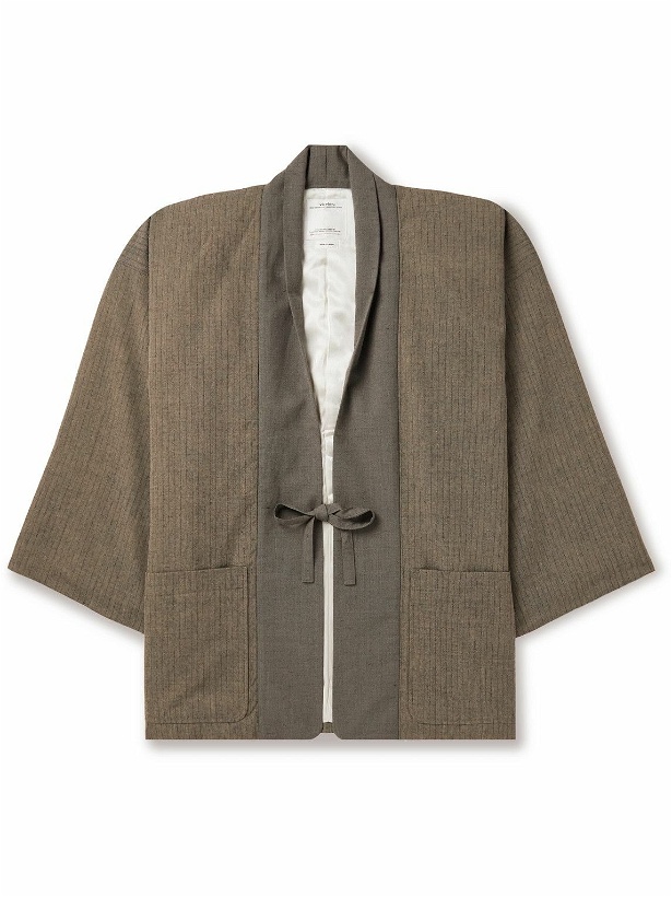 Photo: Visvim - Kiyari Striped Padded Wool, Linen and Cotton-Blend Tweed Kimono Jacket - Gray