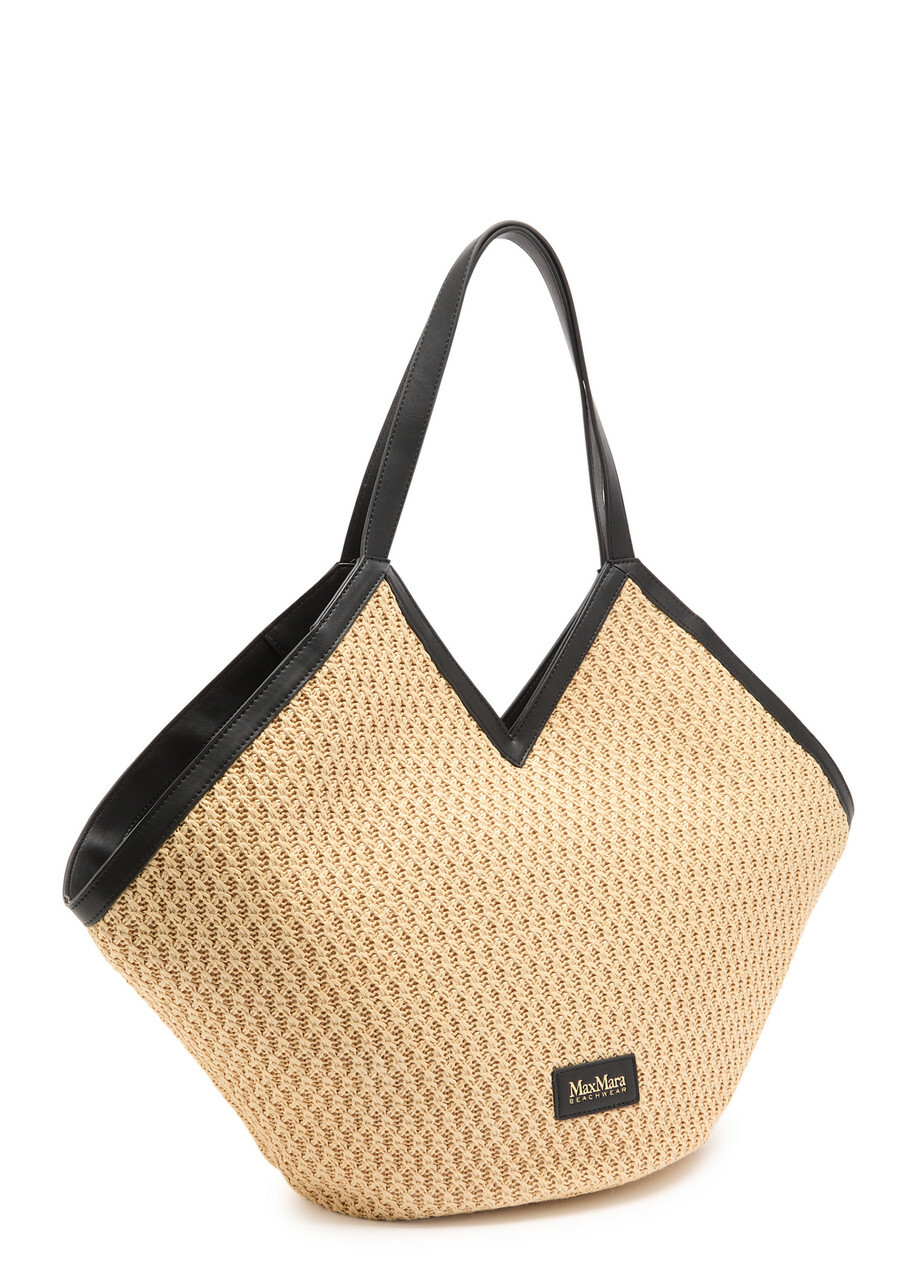 Max Mara Beachwear Luigi Woven Raffia Tote - Beige - One Size