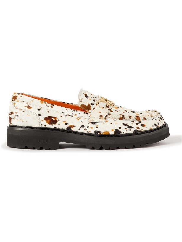 Photo: VINNY's - Soulland Palace Embellished Printed Calf Hair Loafers - White