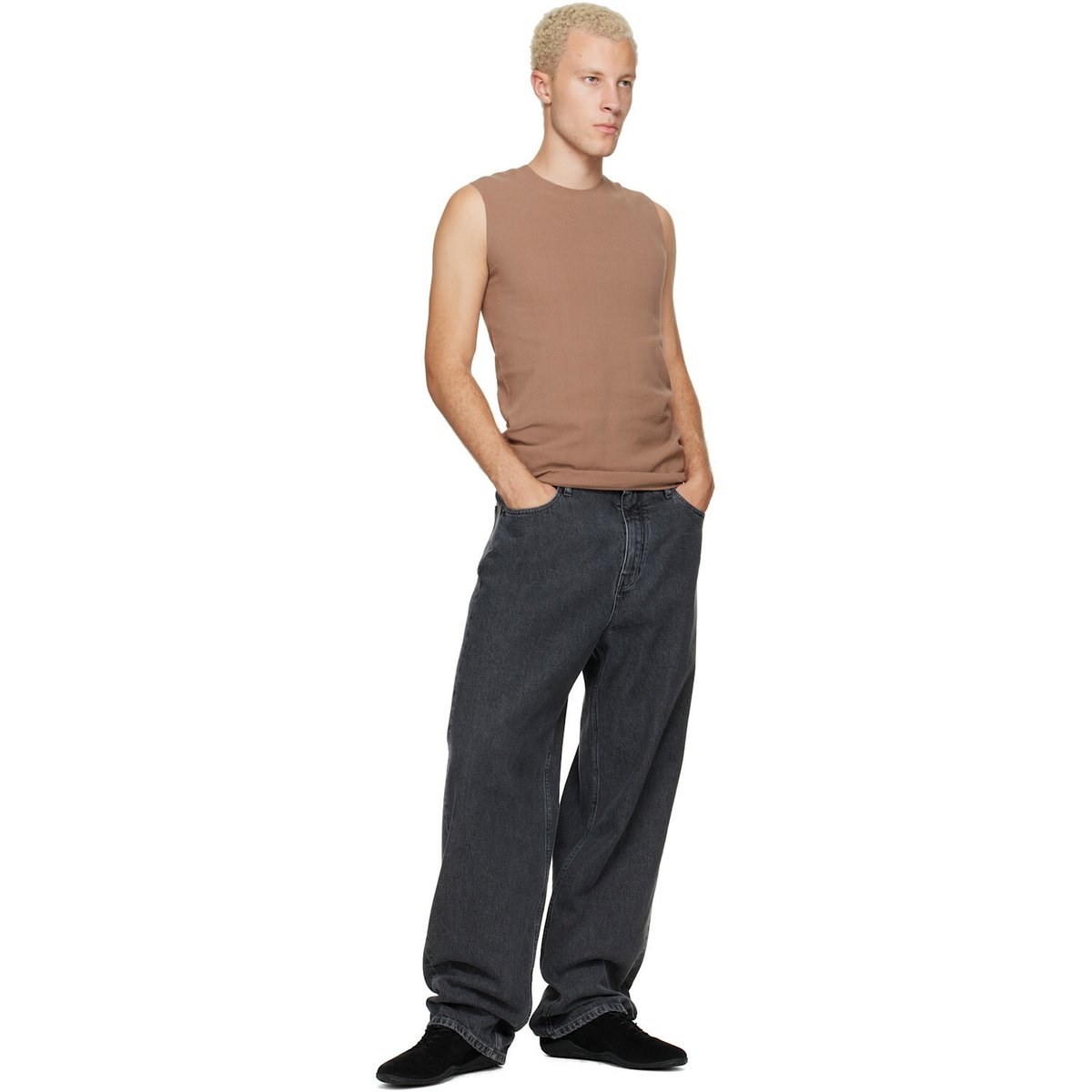 Jil Sander Tan Ribbed Tank Top