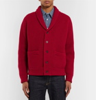 Mr P. - Oversized Shawl-Collar Ribbed Wool and Cashmere-Blend Cardigan - Red