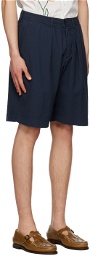Universal Works Navy Pleated Shorts