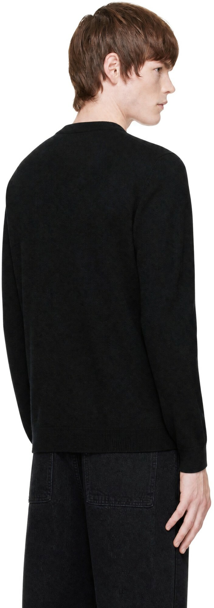 Entire Studios Black Knit Cashmere V-Neck Sweater