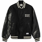 Wacko Maria Men's Leather Varsity Jacket in Black