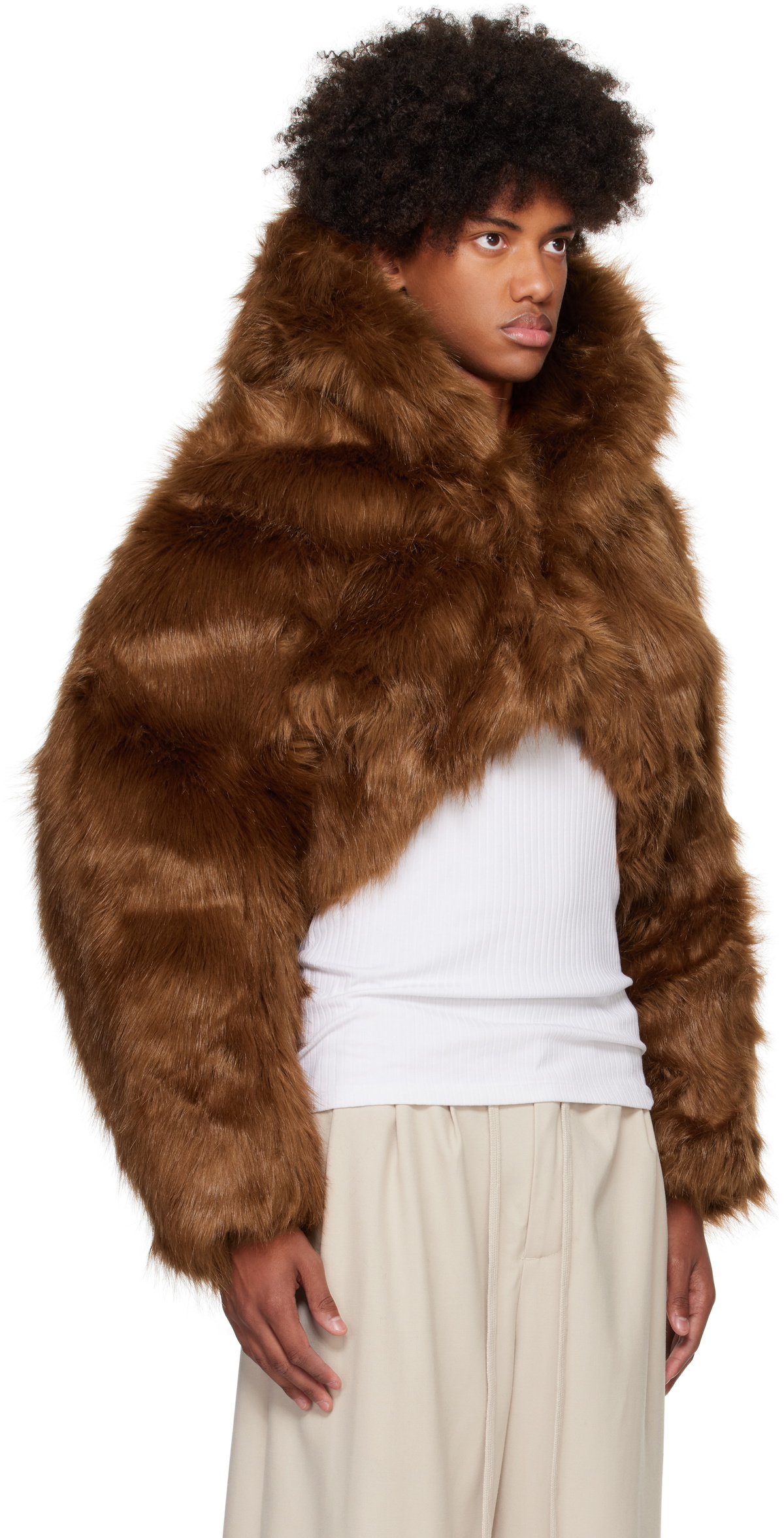 Entire Studios Brown Vicinity Crop Faux-Fur Jacket Entire Studios