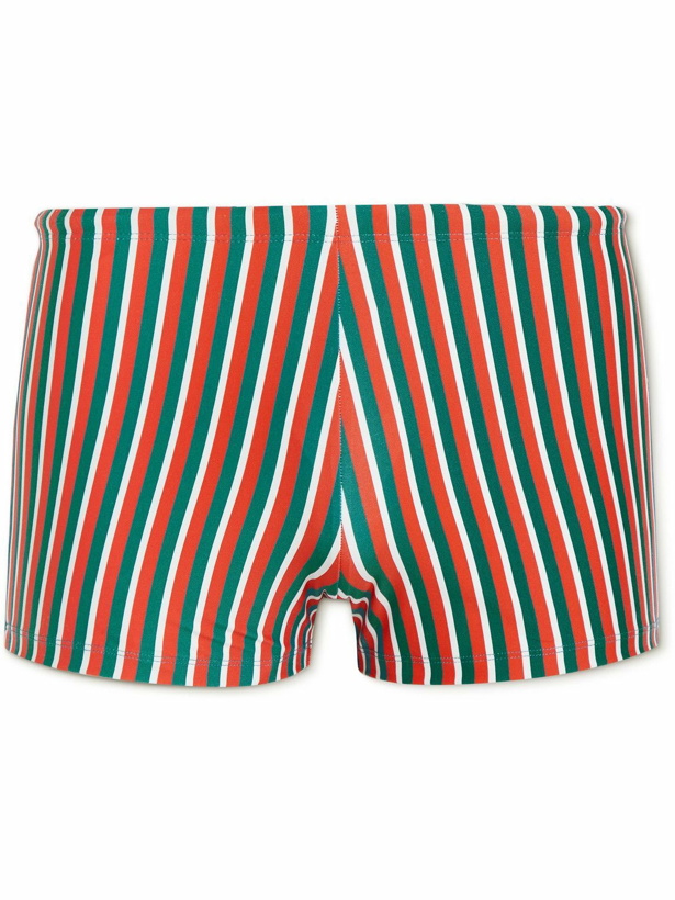 Photo: Orlebar Brown - Bassett Slim-Fit Short-Length Striped Swim Shorts - Red