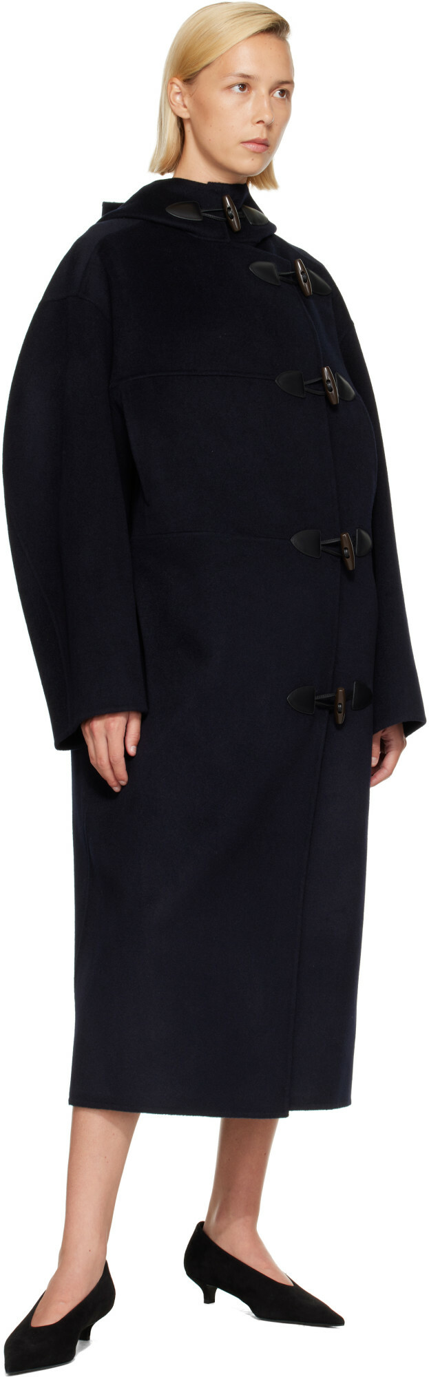 Róhe Navy Double-Faced Wool Duffle Coat