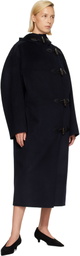 Róhe Navy Double-Faced Wool Duffle Coat