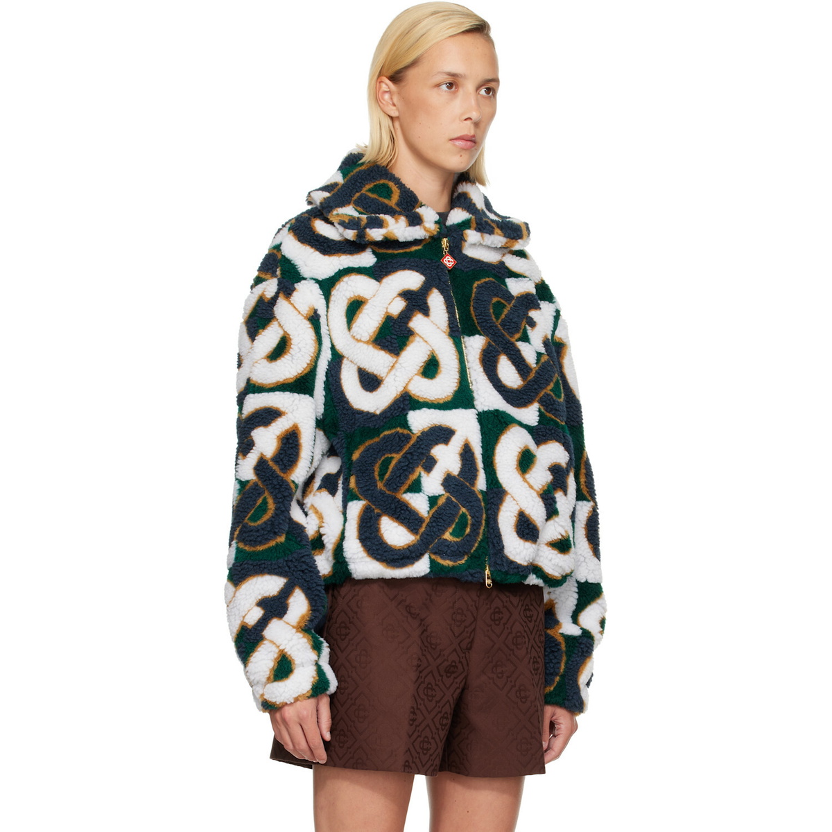 Casablanca Green & Navy Check Monogram Fleece Jacket