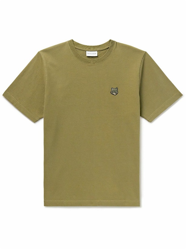 Photo: Maison Kitsuné - Logo-Appliquéd Cotton-Jersey T-Shirt - Green
