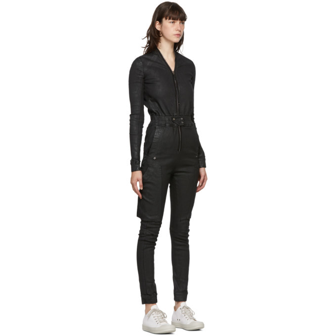 Rick Owens Drkshdw Black Wax Denim Jumpsuit Rick Owens Drkshdw