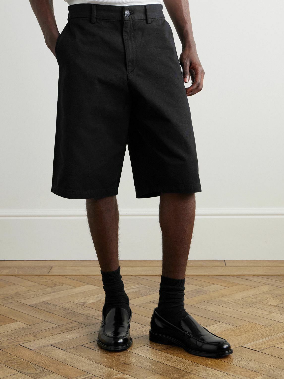 AGOLDE - Cosmo Straight-Leg Garment-Dyed Cotton-Twill Shorts - Black