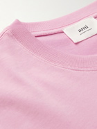 AMI PARIS - Logo-Embroidered Organic Cotton-Jersey T-Shirt - Pink