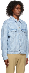 We11done Blue Allover Artwork Denim Jacket