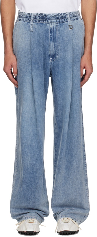 Photo: WOOYOUNGMI Blue One-Tuck Banding Denim Jeans