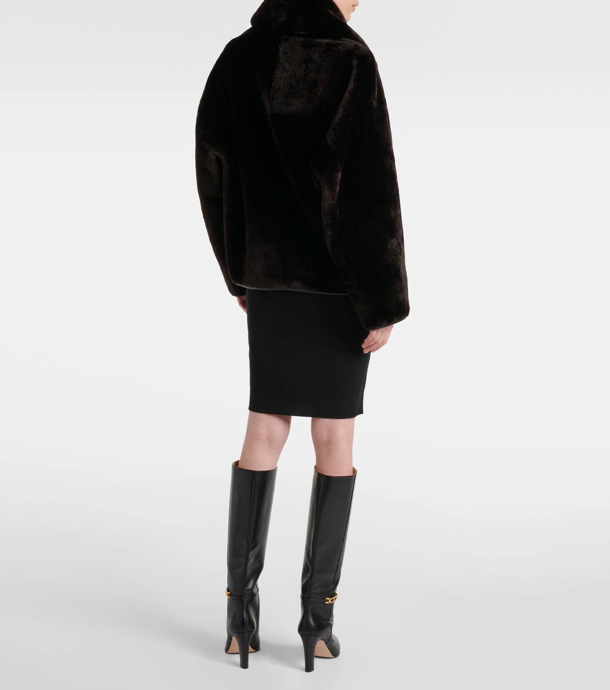 Nour Hammour Lyra scarf-detail shearling jacket