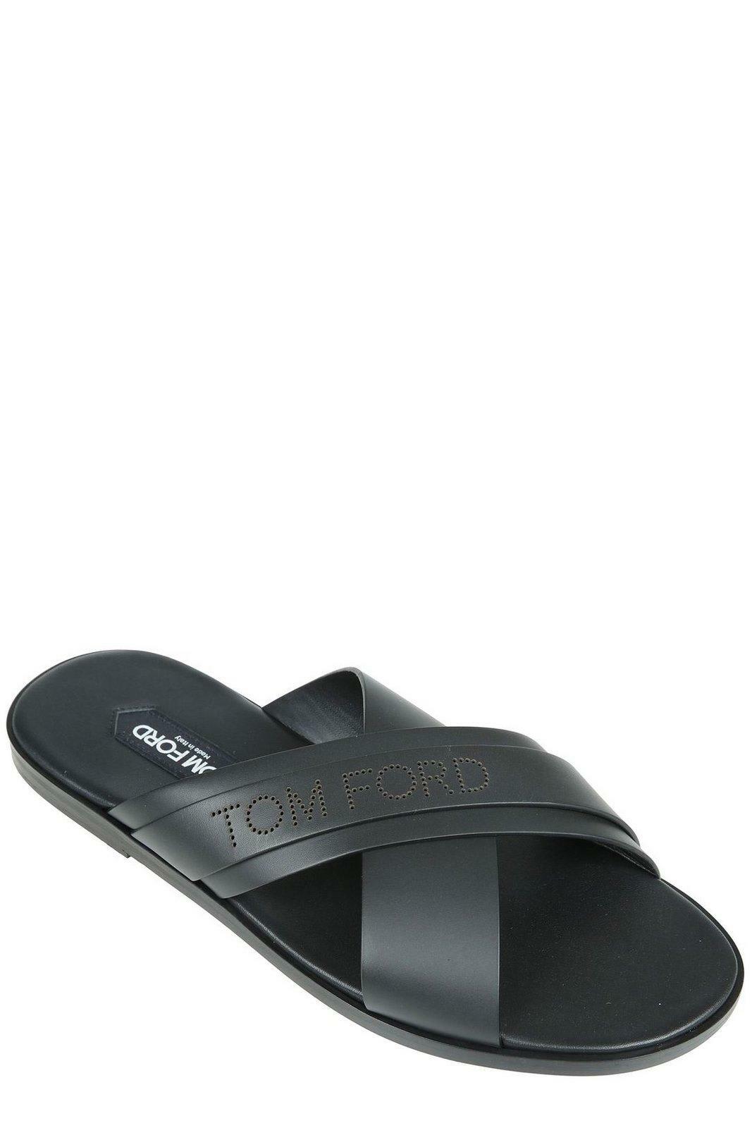 Tom Ford Logo Perforated Open Toe Sandals TOM FORD display picture 2