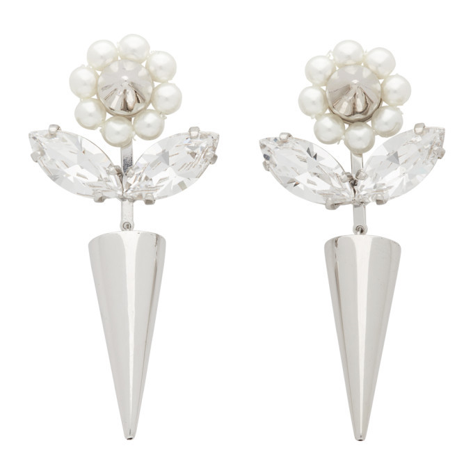 SIMONE ROCHA シルバー＆ホワイト Flower ヘアクリップ ピン