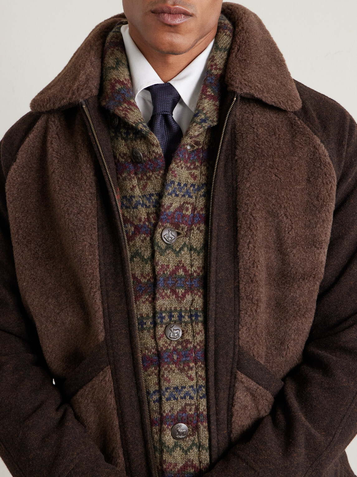 RRL - Shawl-Collar Fair Isle Wool Cardigan - Brown