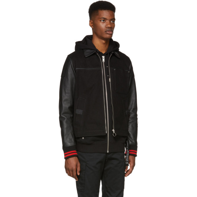 Diesel Black Leather and Denim J-Yuki Jacket Diesel