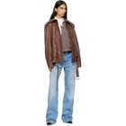 Calvin Klein Collection Brown Isa Leather Flight Jacket