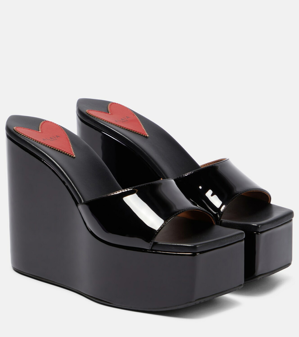 Alaïa Patent leather platform wedge mules ALAÏA