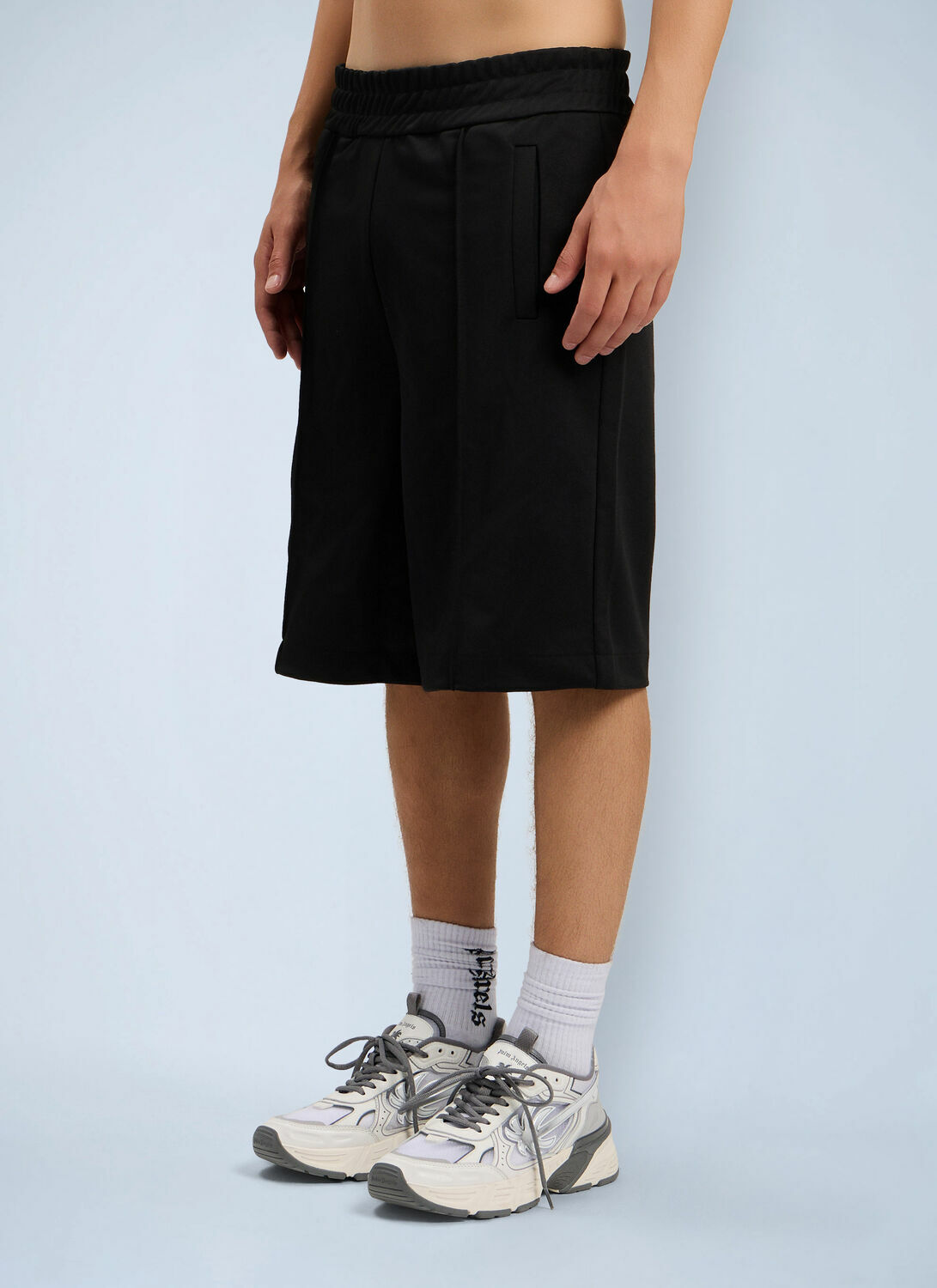 Palm Angels Back Curved Logo Track Shorts