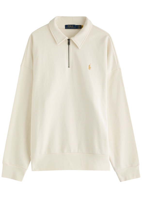 Photo: Polo Ralph Lauren Logo-embroidered Half-zip Cotton Sweatshirt Cream