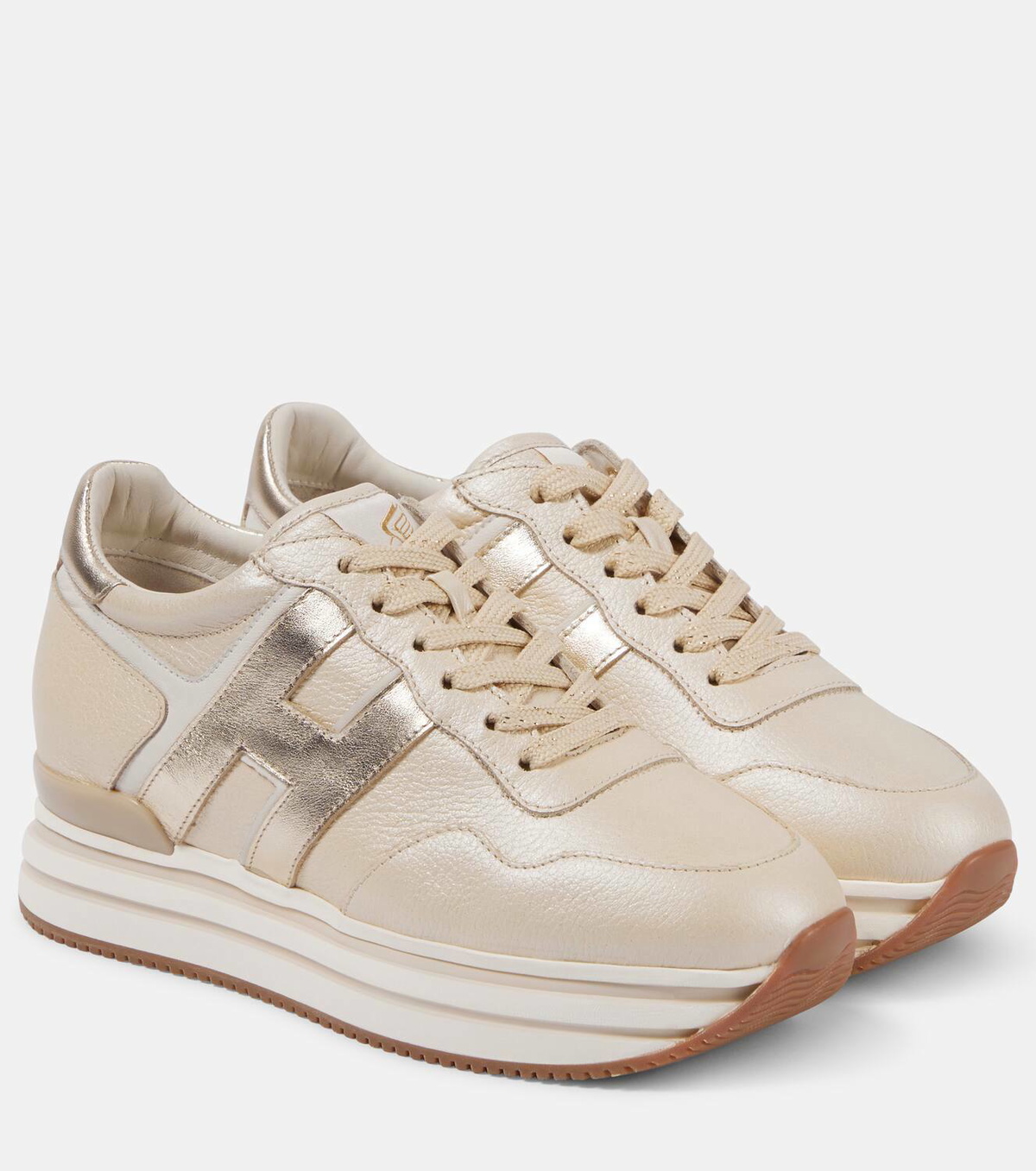 スニーカー HOGAN WHITE AND BROWN LEATHER SNEAKERS Sneakers Hogan H-Stripes WHITE, BROWN for Man