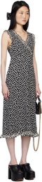 Anna Sui Black Daisy Pucker Midi Dress