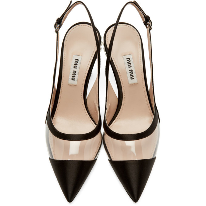 Miu Miu Black Satin Slingback Heels