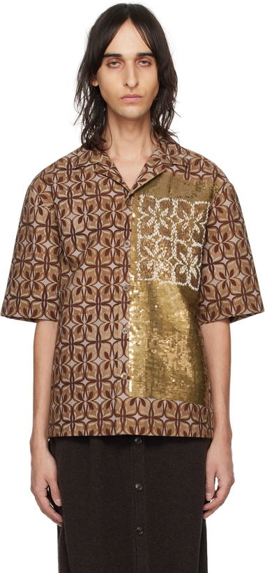 Photo: Dries Van Noten Brown Sequin Shirt