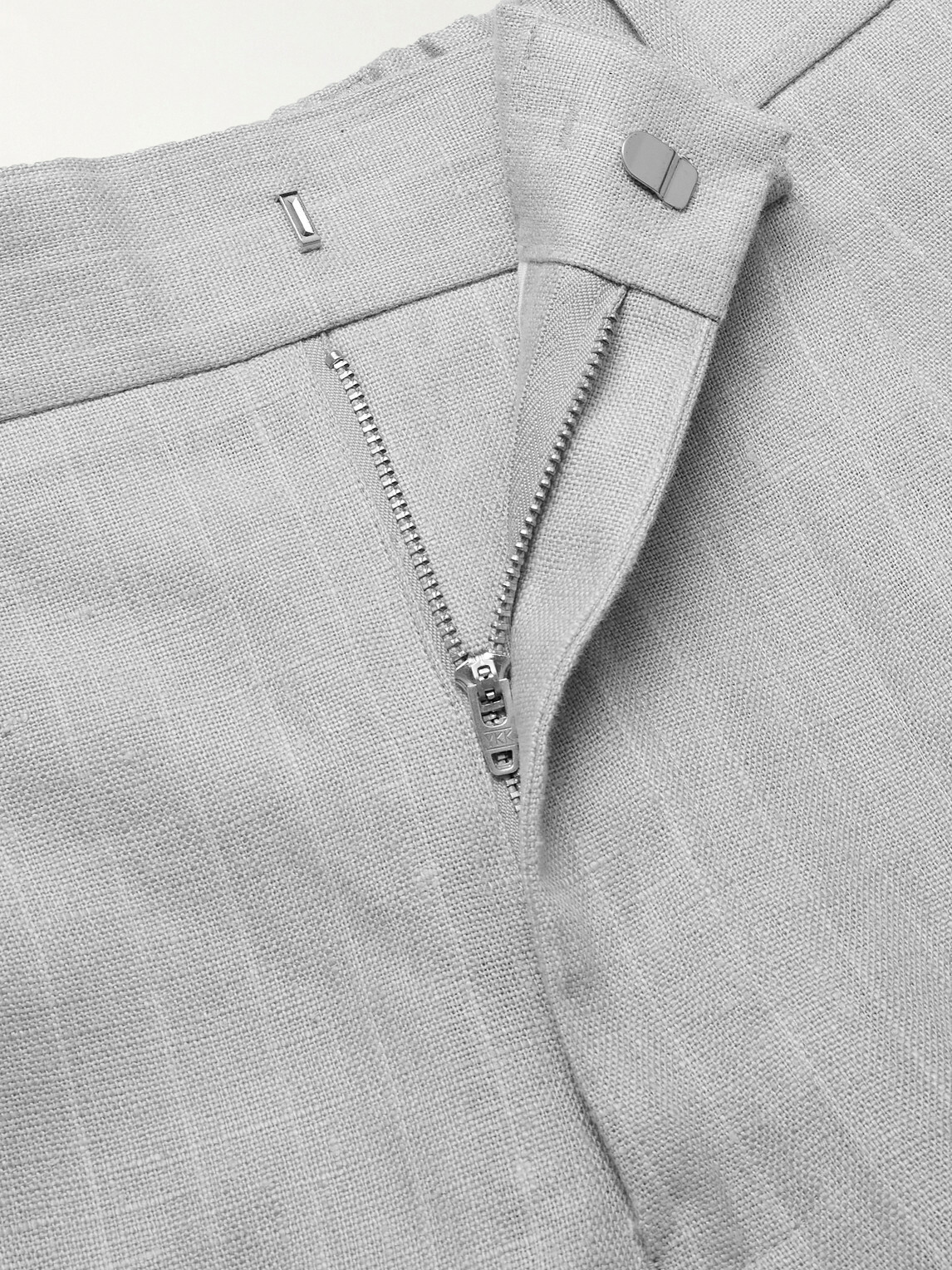 NN07 - Kay 1455 Straight-Leg Pleated Pinstriped Linen Trousers - Gray