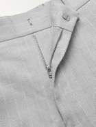 NN07 - Kay 1455 Straight-Leg Pleated Pinstriped Linen Trousers - Gray