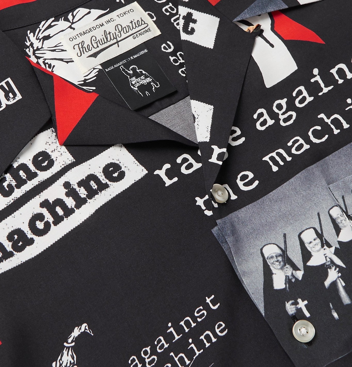 Wacko Maria - Rage Against the Machine Camp-Collar Printed Woven Shirt -  Black