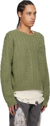 Who Decides War Green Lagoon Cable Knit Sweater