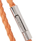 Tod's - Woven Leather and Silver-Tone Wrap Bracelet - Men - Orange