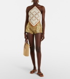 Alémais Boa snake-print denim shorts