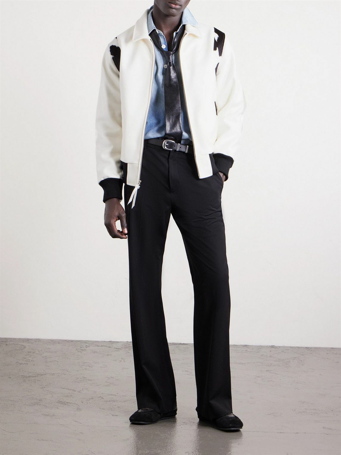 Golden Bear - The Hayes Cow-Print Wool-Blend Varsity Jacket - White