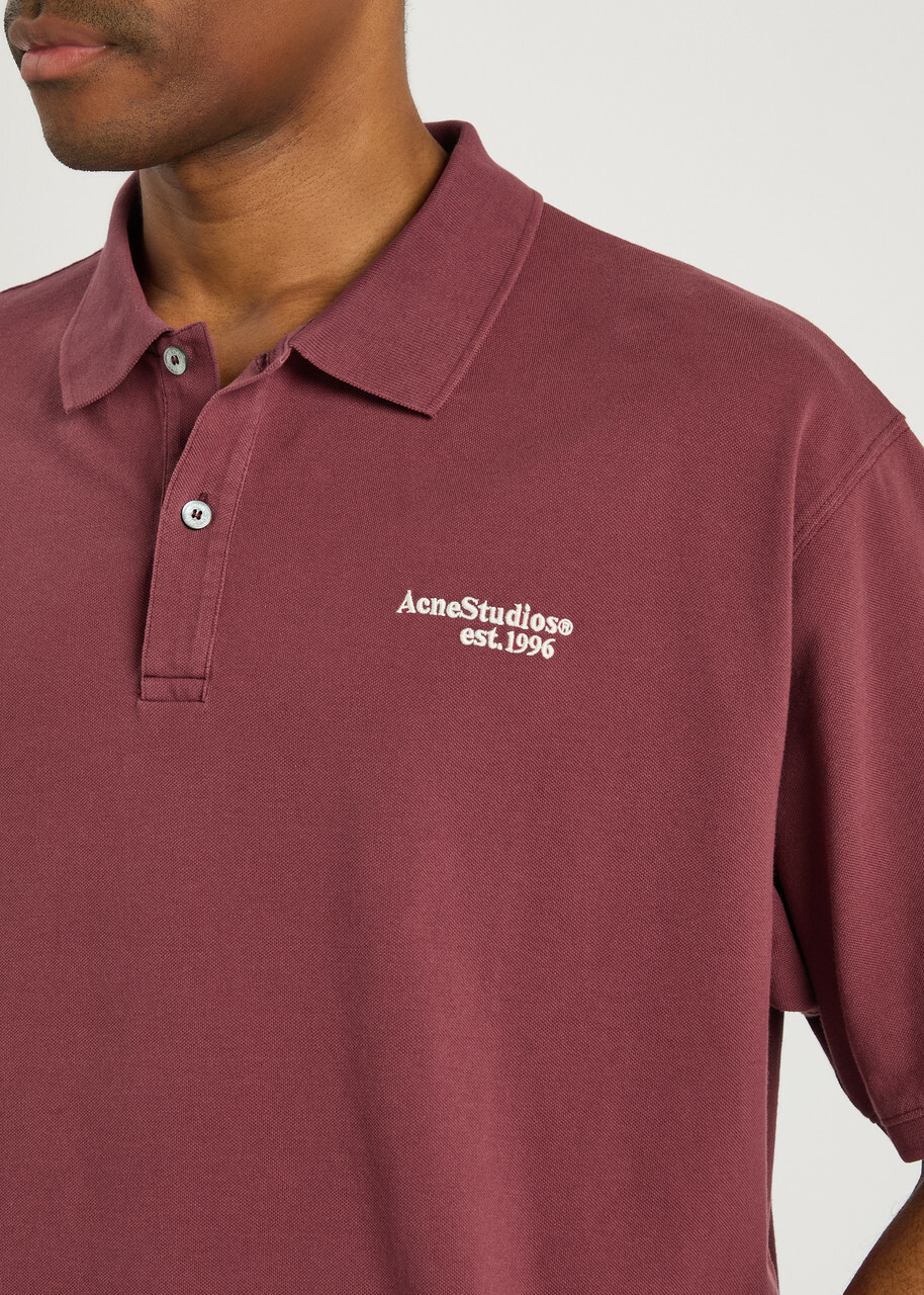 Acne Studios Logo-embroidered Cotton Polo Shirt Red