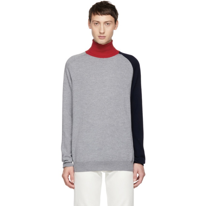 Photo: Band of Outsiders Grey Colorblocked Turtleneck