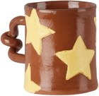 Harlie Brown Studio SSENSE Exclusive Brown & Yellow Star Delights Wiggle Mug