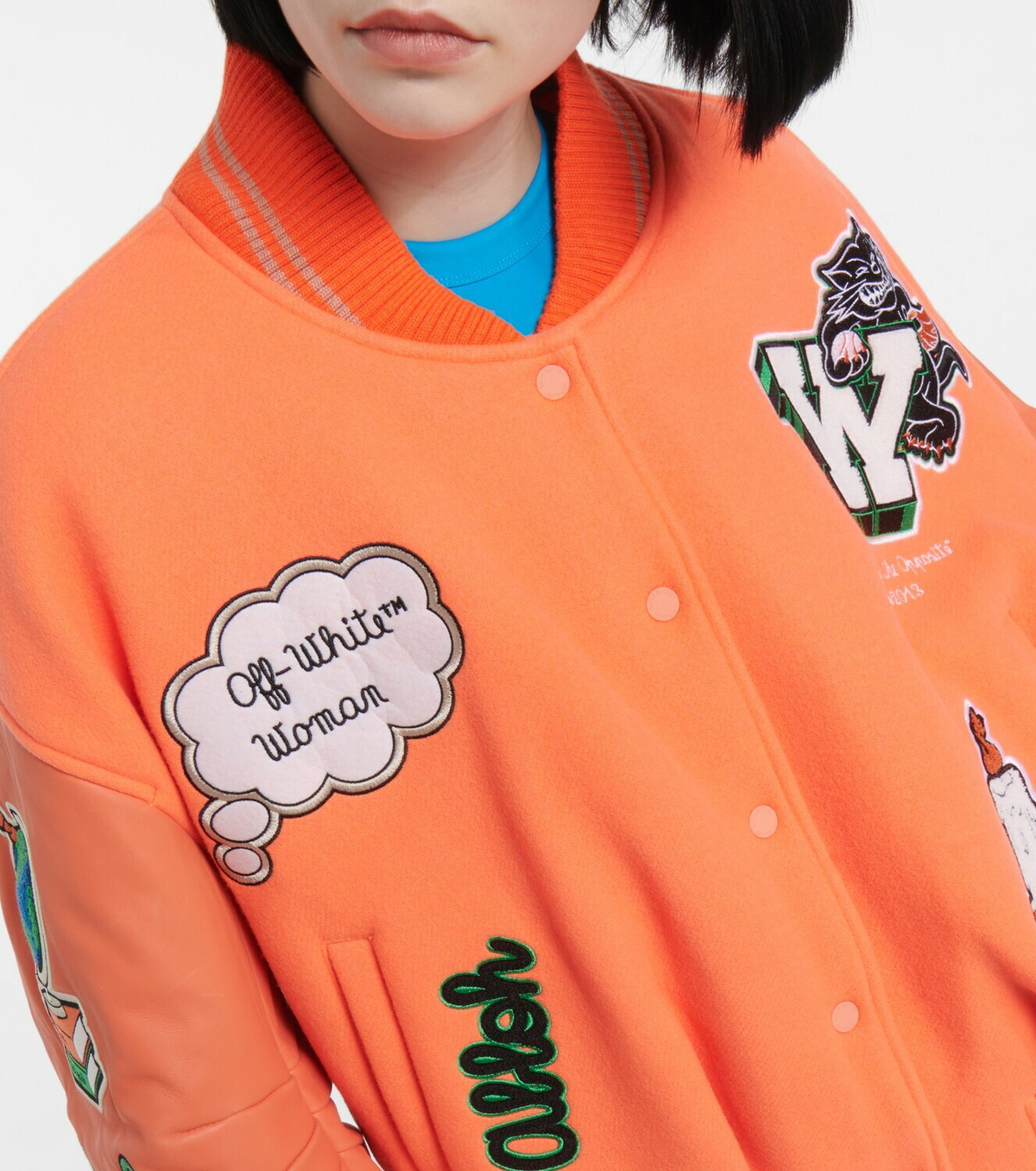 Off-White - Appliqué wool-blend bomber jacket