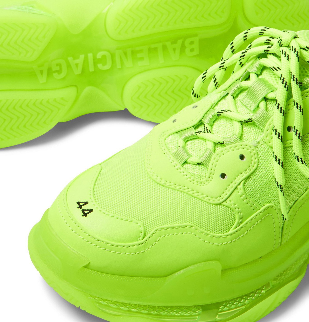 Green Triple S faux-leather and mesh trainers, Balenciaga