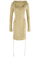 Knwls Hooded Ruched Stretch-jersey Mini Dress Olive