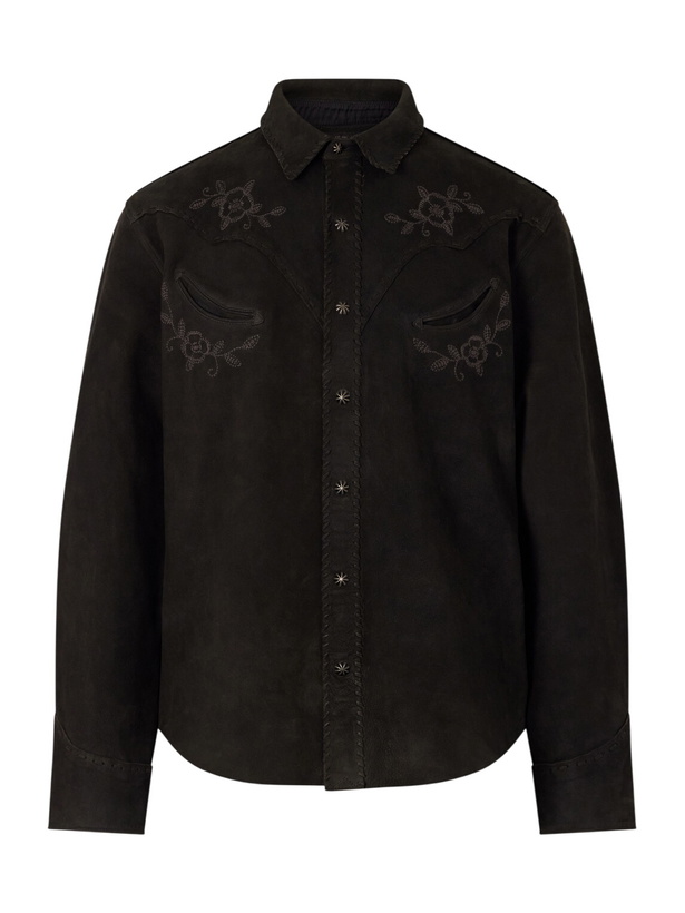 Photo: RRL - Embroidered Suede Jacket - Black