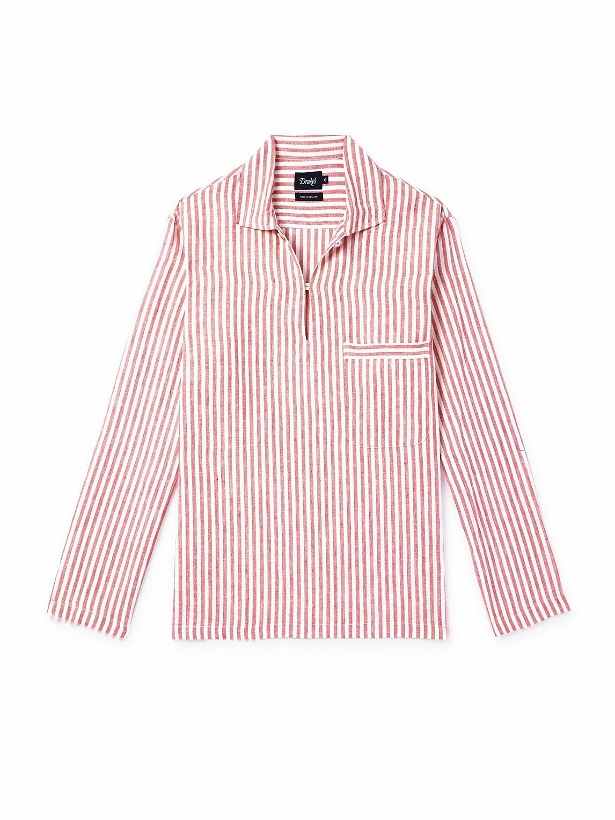 Photo: Drake's - Striped Linen Half-Placket Shirt - Red